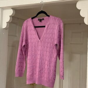 Ralph Lauren 100% Silk V-Neck Long Sleeve Shirt Size L